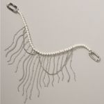 Anthropologie Bag Charm Pearl Chain Silver Fringe Purse Accessory Photo 0
