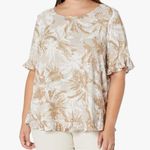 New Arna York Collection Riviera Frill Wonder Palm Shirt Size 20 Linen Blend Tan Photo 0