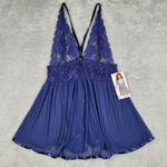 NWT Seven Til Midnight Blue Babydoll Lace Plunging Lingerie Top Navy Size L / XL Size L Photo 1