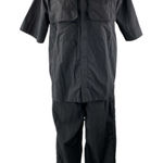 Oak + Fort Womens Black Short Sleeve Button Up Utility Pants 2 Piece Set Size XS Photo 0