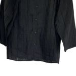 Laura Ashley  Button TOP 3/4 Sleeve BLACK Linen Size MP Photo 4