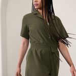 Avenue NWOT Athleta  Drawstring Elastic Waist Romper in Olive Green Size Large Photo 4