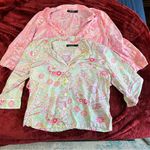 Ralph Lauren Lauren  Pink and Green Paisley PJ Top Bundle L Photo 7