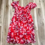 Torrid  Midi Cotton Clip Dot Lace Up Smocked Dress Red Floral Women’s XL 1XL Photo 1