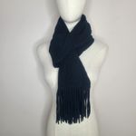 Ann Taylor  Black Rectangle Knit Scarf Fringe 100% Cashmere OS Luxe Soft Cozy Photo 2