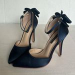 ERIJUNOR High Heel Bow Ankle Strap Evening Party Dance Wedding Satin Sz 6 = Blue Photo 1
