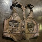 Last Kiss Y2K Brown Leather Cropped Vest Photo 1