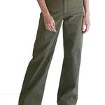 Levi's Olive Herringbone Classic Utility Wide Leg Pants Size 6 Photo 0