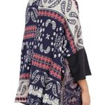 Free People Pieced Knit Fringe Paisley Poncho Sweater XS/S Photo 1