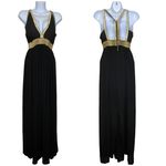 CQ by CQ Low VNeck Backless Maxi Dress Black With Gold Metallic Trim Large Photo 1