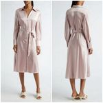 Vince 💕💕 Nouveau Magnolia Long Sleeve Satin Shirtdress ~ Rose Pearl XL NWT Photo 1