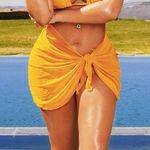 SheIn Yellow 3 Piece Triangle Bikini Set with Side Tie Bottoms & Sarong XL Photo 1