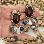 ZARA Elephant Dangle earrings Animal Pearl Gems Heart Charms Womens Jewelry Photo 7