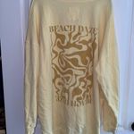 Aerie Summer Daze Sweatshirt in Yellow Off The Shoulder Size Large Photo 3