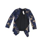 J.Crew Soft Surroundings Samsara Cardi Dark Blue Gold Leaf Faux Suede Cardigan Jacket Photo 3