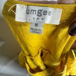 Umgee Golden Yellow Linen Cotton Eyelet Raw Hem Blouse Size Medium Boho Hippie Photo 2