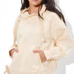 American Eagle  cream cotton hooded pullover sweater size xs Photo 0