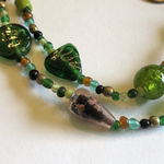 Vintage 34” Green Glass Shimmer Beaded Retro Boho Necklace Photo 5