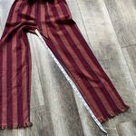 Lulus NWT Renfroe Burgundy Striped Pants Paper Bag Wide Leg Raw Hem Belted XS Photo 8