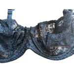 Jezebel Black Lace Full Coverage Underwire Bra 34D Sheer Cups Bow Detail Photo 2