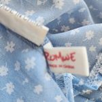 Romwe Blue & White Floral Ditzy Tie Front Peplum Top (L) Photo 5