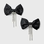 A New Day Gem Dangle with Bow Hair Barrette Set 2pc -  nwt Black Photo 0
