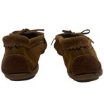 Minnetonka Womens 8 Thunderbird Suede Leather Moccasins Beaded Fringe Tan Kiltie Photo 4