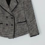 Loft  Womens Double Breasted Tweed Blazer Size 0 Black White Preppy Office Work Photo 2