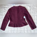 Hill House NWT Burgundy Valentina Tweed Jacket with Gold Buttons Old Money - Med Photo 3