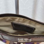 Coach Signature Cs Chain Link Op Art Bag Brown Purple Crossbody Fabric Leather Photo 11