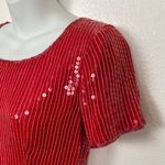 Vintage Red Sequin Beaded Cap Sleeve Mini Shift Dress Holiday Christmas Small Photo 4