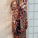 Lefties long sleeve bohemian print faux wrap satin dress size euro medium Photo 8