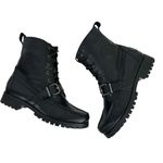 Ralph Lauren Lauren Zera Leather Lace Up Ankle Boots Black Buckle Womens Size 7B Photo 6