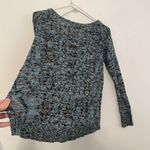 American Eagle  Fireside Marled Sweater Blue Navy Blue Gold Metallic Cotton Small Photo 13