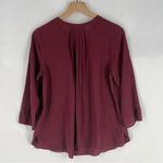 NYDJ ‎ 3/4 Perfect Pintuck Blouse Grenache Chiffon NWT Size S Photo 10