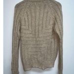 Vintage 70s PQS Womens Wool Full Zip Up Cable Knit Sweater Size L Beige Flaws Size L Photo 4