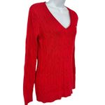 Lacoste Vintage Y2K Lipstick Red Cable Knit V Neck Sweater sz 38 / S Tenniscore Photo 4