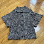 Chunky Marled Knit Button Front Cardigan Sweater Coat Gray Brown Women's L Photo 7