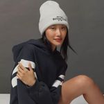 Anthropologie Daily Practice by  Sport Club Ribbed Light Gray Beanie Hat Photo 2