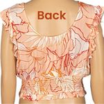 Patrons of Peace coral and cream flutter sleeve cropped top. Size Medium. NWT Photo 4