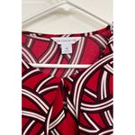 Liz Claiborne  Womens Blouse Medium Geometric Long‎ Sleeve Pleated V Neck - PM Photo 7