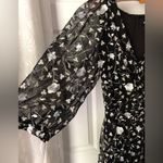 DKNY  Womens Tie Zip back Faux Wrap midi Dress floral embroidered puffy size 10 Photo 5