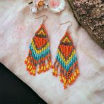Bohemian‎ Native American Ethnic Style Fashion Glass Beaded Handmade Earrings Photo 2
