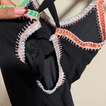 PilyQ  Platinum Black Crochet Rainbow Trim One Piece Swimsuit- Size Medium Photo 5