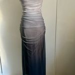ZARA Strapless Gray to Black Ombre Formal Special Occasion Ruched Maxi Dress Photo 4