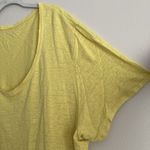 Eileen Fisher Womens Plus Linen Scoop Neck Yellow Short Sleeve Shirt Size 3X Photo 3