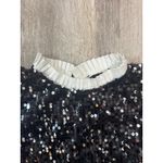 MELLO DAY Black Sequin Short Sleeve Mini Dress with Ruffled Collar XS Photo 3