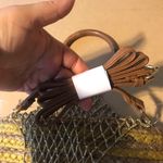 Nanette Lepore  YELLOW & BEIGE STRAW BAG WITH WOODEN HANDLE "CLEMENTINE" Photo 8