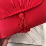 La Regale Vintage Red Satin Crossbody Tassel Bag Photo 2