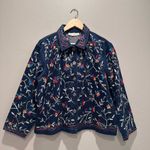 Industrie B Colorful Floral Embroidered Denim Jacket Size Large 100% Cotton Photo 4